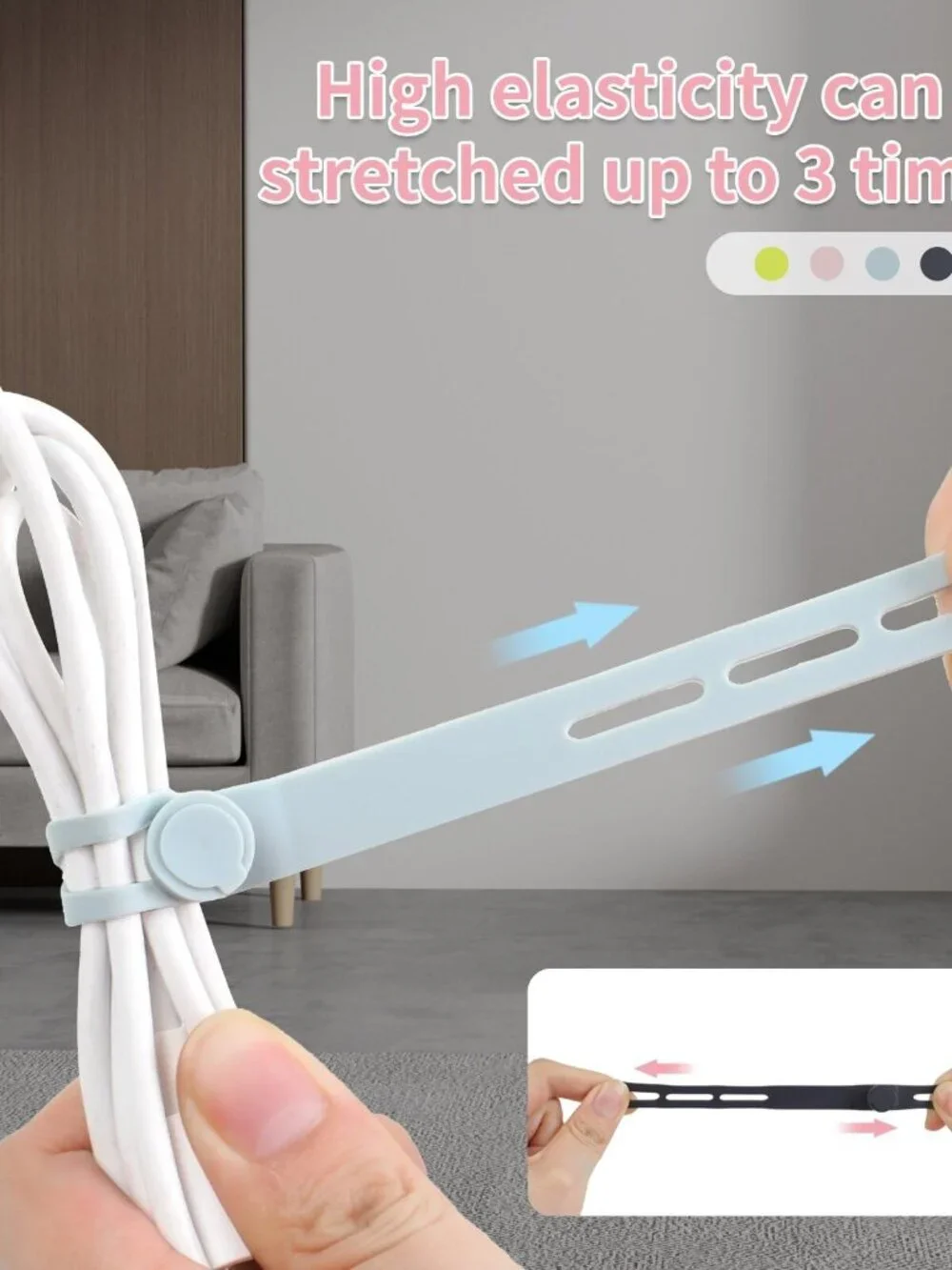 Oligei 25 Pcs Silicone Cable Ties, Cable Ties Reusable, High Elasticity Cord Wra